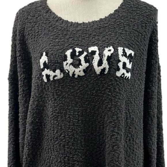 Torrid Love Sweater Womens 2X Gray Nubby Texture Embroidered Drop Shoulder Cozy - Picture 10 of 11